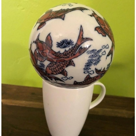 Japanese ceramic Koi fish. Decorative orb. 4” - Picture 3 of 3